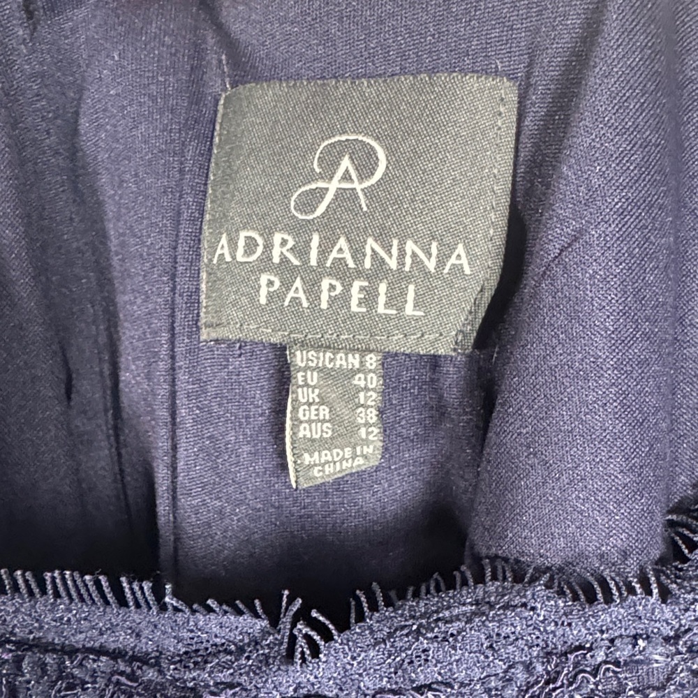 Adrianna Papell Navy Blue Lace Sheath Dress Size 8 - Picture 4 of 7